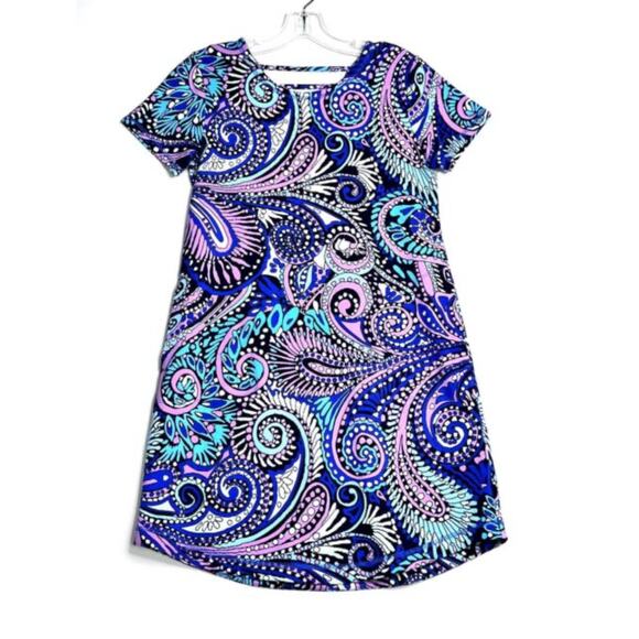 T by Talbots MP paisley cotton/spandex multicolor dress knee length casual shift - Picture 3 of 10